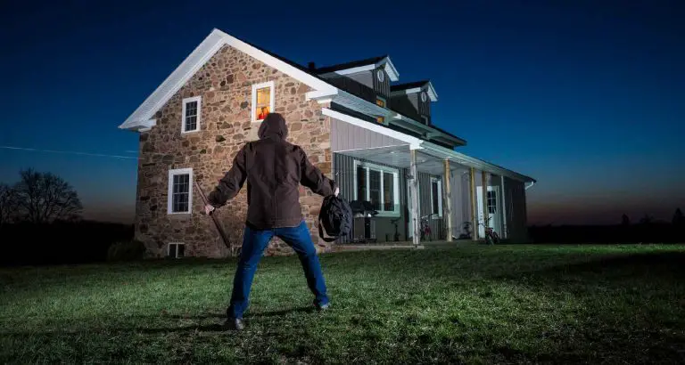Burglar approaches a house
